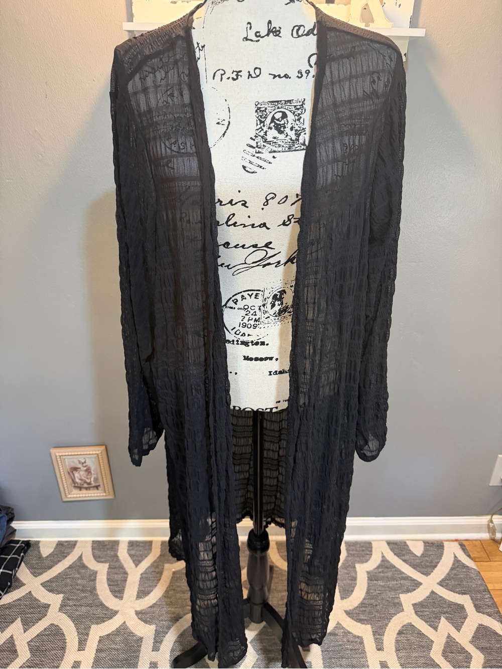 SHEIN BLACK SHEER LONGLINE DUSTER SZ 4X